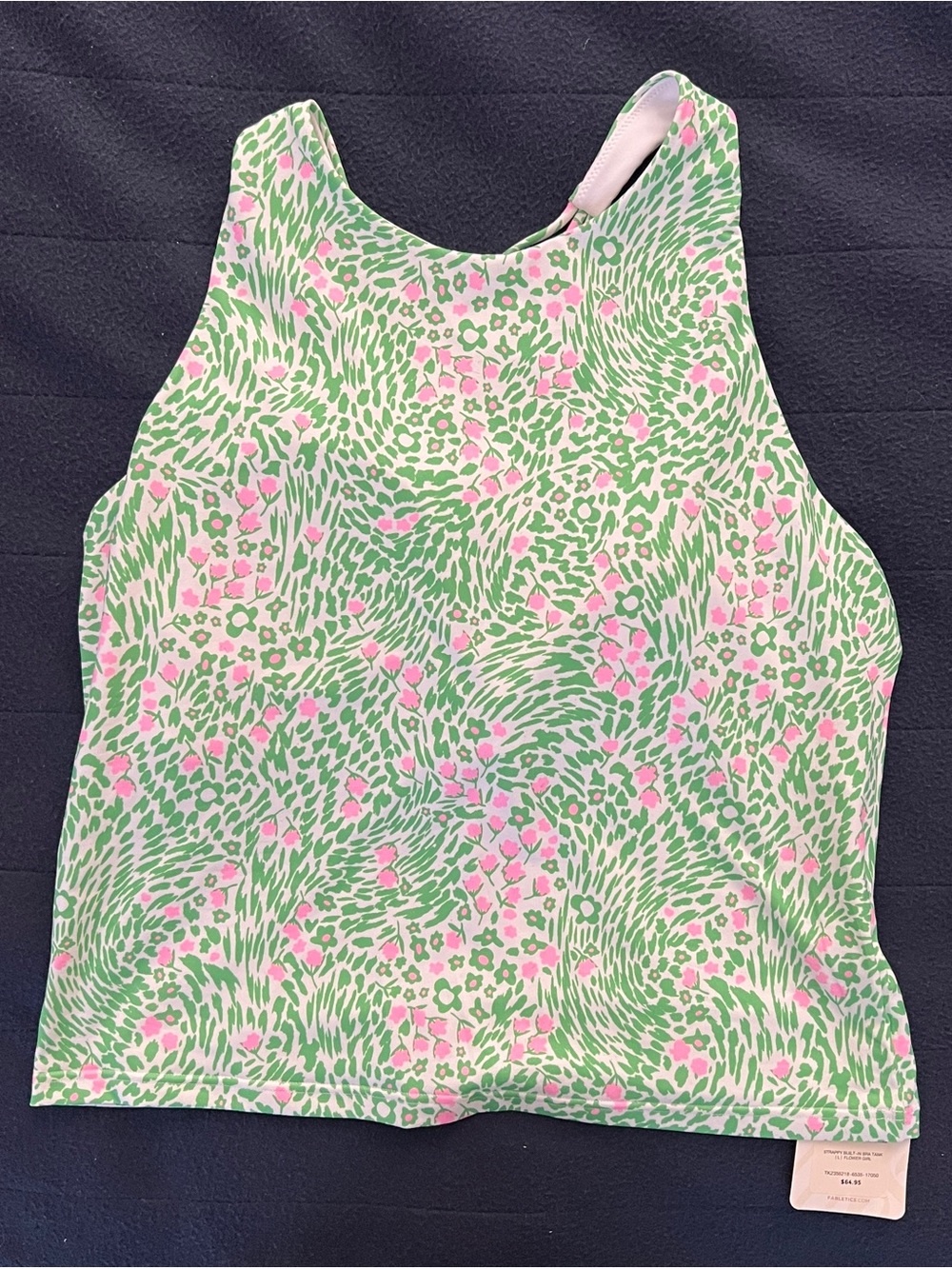 Fabletics Strappy Tank with Green & Pink Floral Print NWT - Picture 3 of 3